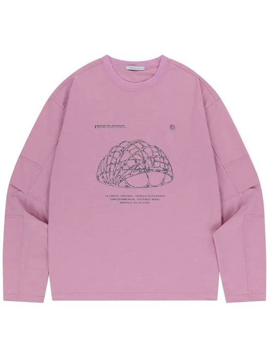 Shield Graphic Sorona Panel Long T Shirt Pink - OFFGRID - BALAAN 1