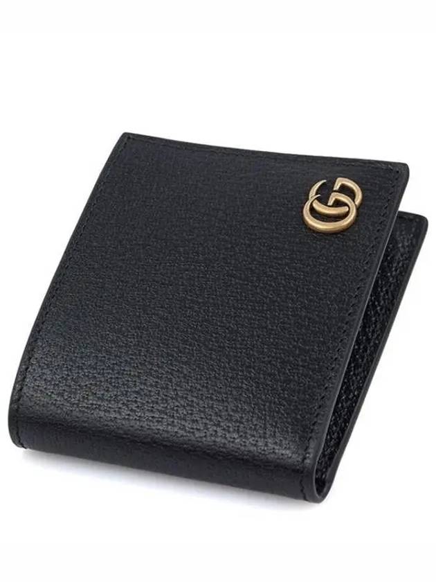 GG Marmont Leather Bi Fold Wallet Black Gold - GUCCI - BALAAN 7