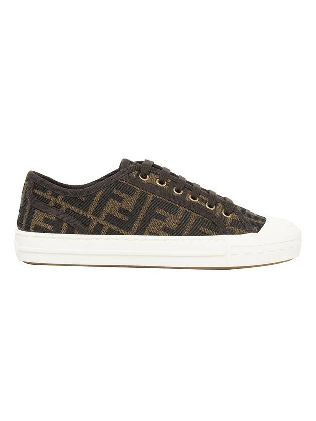 Domino FF Fabric Low Top Sneakers Brown - FENDI - BALAAN 1