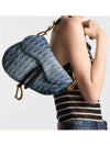 Saddle Strap Denim Oblique Jacquard Shoulder Bag Blue - DIOR - BALAAN 4