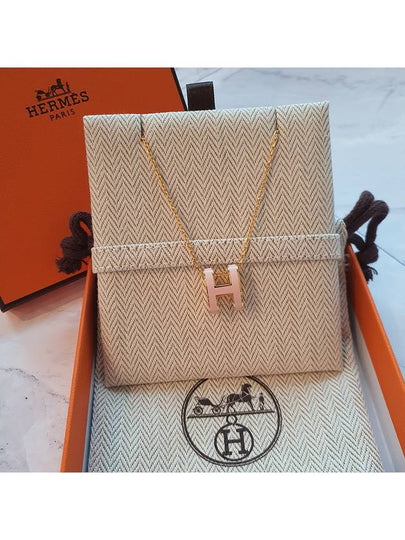 Mini Pop H Pendant Necklace Gold Rose Dragee - HERMES - BALAAN 2