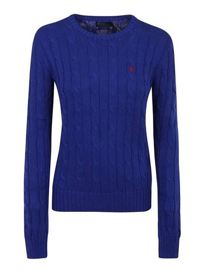 Embroidered Logo Pony Cable Knit Top Blue - POLO RALPH LAUREN - BALAAN 2