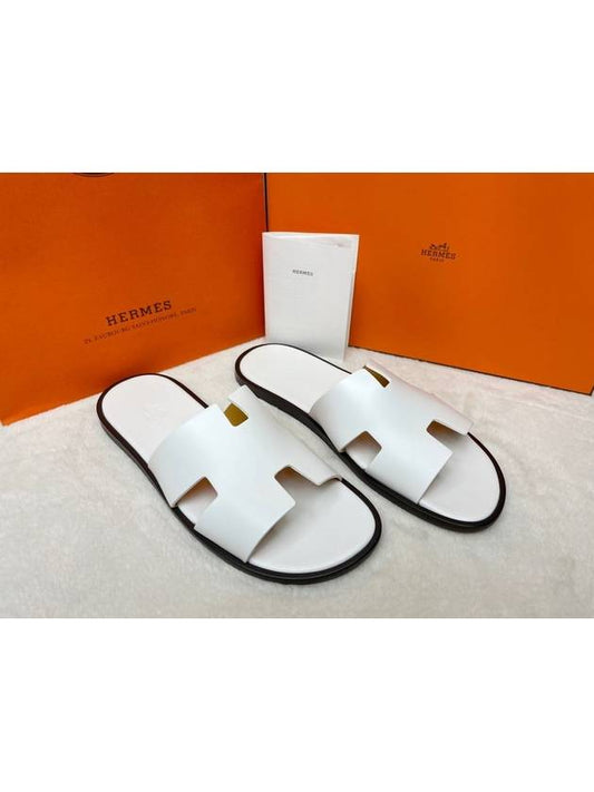 Izmir Leather Slippers Blanc - HERMES - BALAAN 2