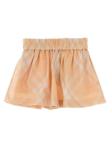 Kids Check Cotton Shorts Pastel Peach - BURBERRY - BALAAN 1