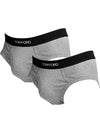 Men's Cotton Logo Waistband Briefs 2 Pack Grey - TOM FORD - BALAAN.