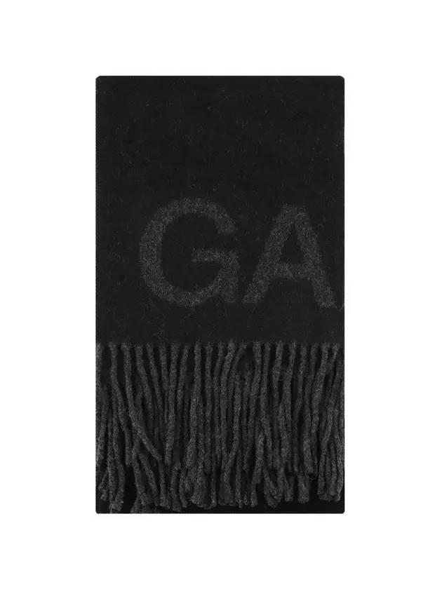 Logo Fringe Muffler Black - GANNI - BALAAN 3