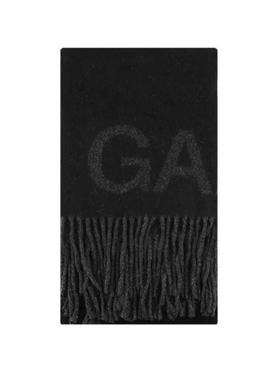 Logo Fringe Muffler Black - GANNI - BALAAN 2