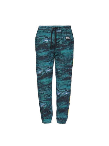 Men's Tape Detail SEA Print Track Pants Blue - BURBERRY - BALAAN 1