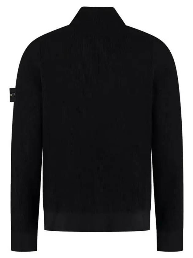 Wappen Patch Half Zip Up Knit Top Black - STONE ISLAND - BALAAN 3