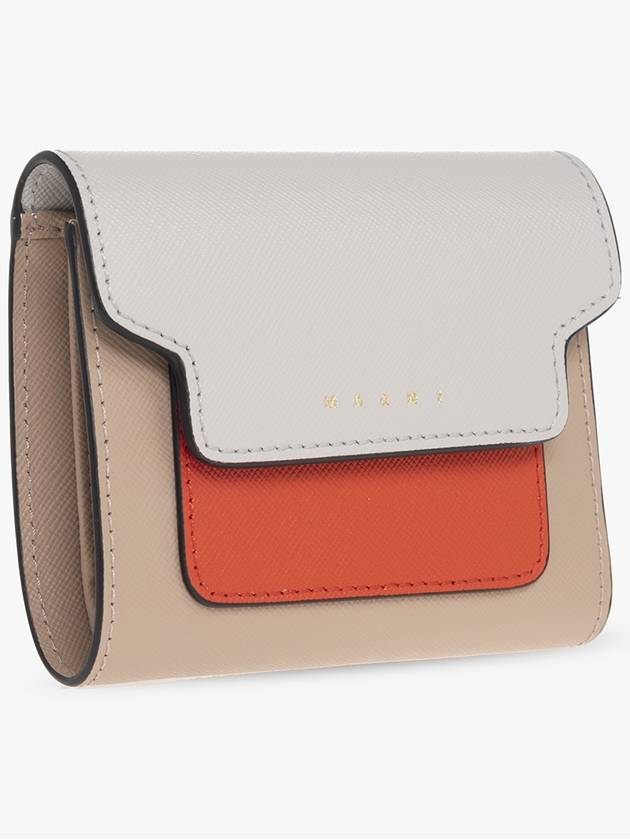 Saffiano Tri-Fold Half Wallet Grey - MARNI - BALAAN 5