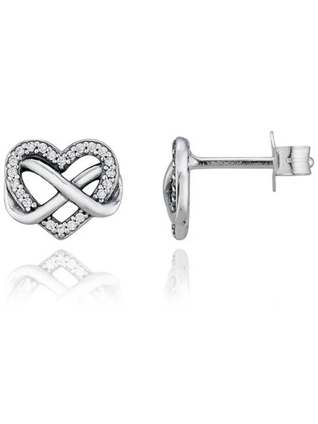 Women's Sparkling Infinity Heart Stud Earrings Silver - PANDORA - BALAAN 4