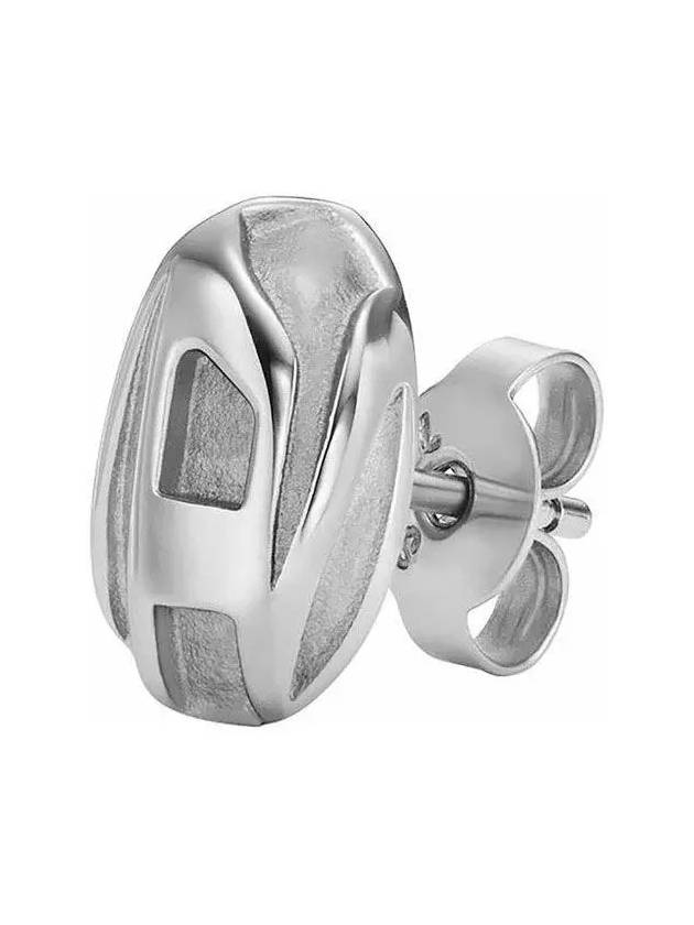 Men s D Logo Stainless Steel Earrings Silver - DIESEL - BALAAN 3