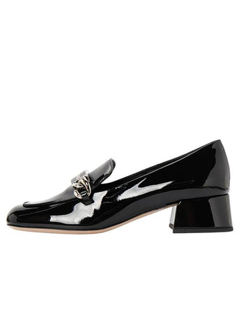 Women's Logo Patent Leather Pumps Black - MIU MIU - BALAAN 1