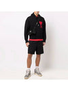 Big Heart Logo Wool Hoodie Black - AMI - BALAAN 4