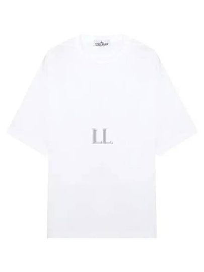 Fissato Effect Compass Embroidery Logo Short Sleeve T-shirt White - STONE ISLAND - BALAAN 2