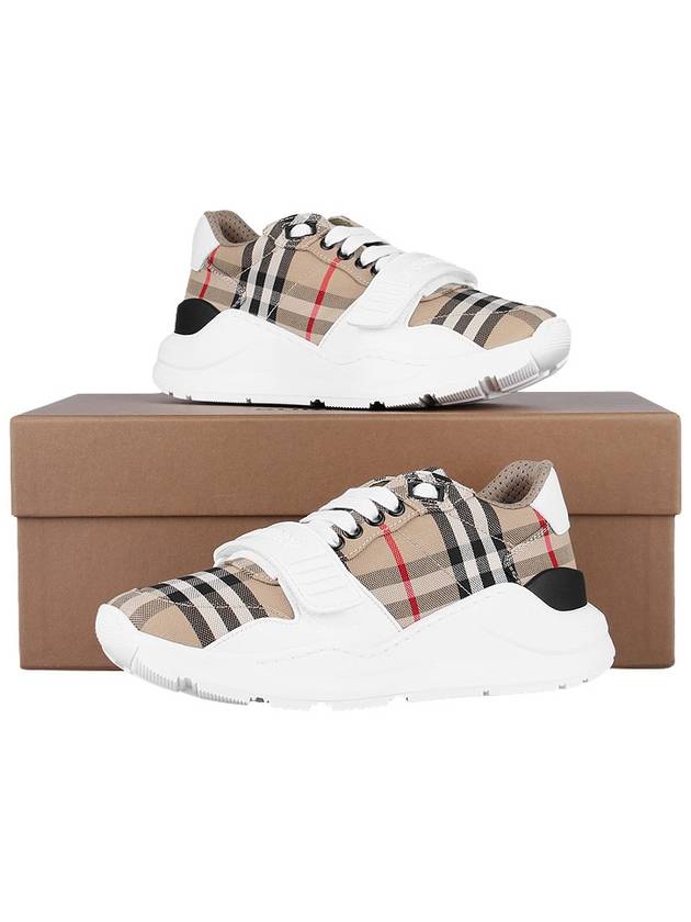 Vintage Check And Leather Sneakers White Archive Beige - BURBERRY - BALAAN 11