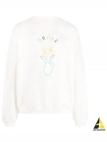 Le Sweatshirt Pot de Fleurs BSW117CO001 CREAM flower embroidery - DROLE DE MONSIEUR - BALAAN 1