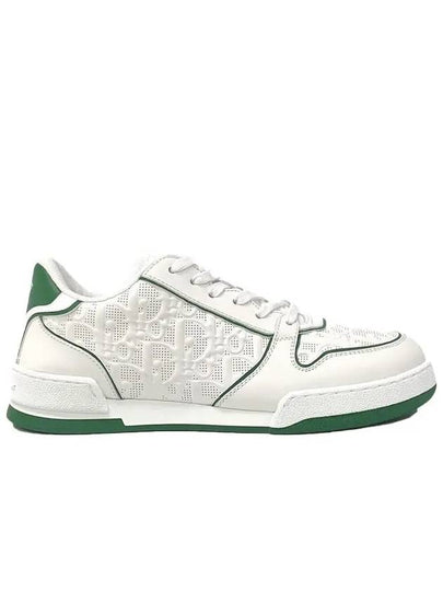 One Oblique Perforated Calfskin Low Top Sneakers White Green - DIOR - BALAAN 2