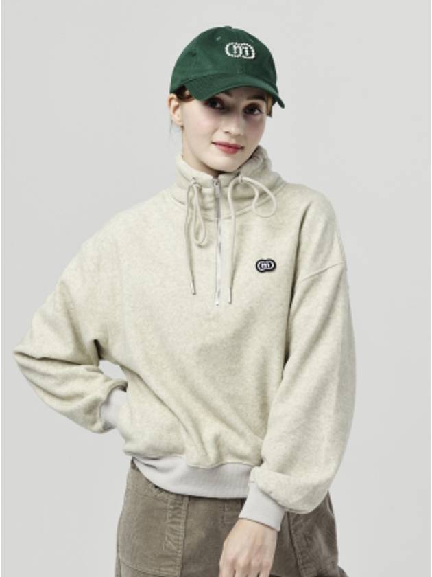 Doyou Know MC Women s Half Zip up Loose Fit Soft Knit Tetch Olive Green Sweatshirt DO6242SW22 - DOYOUKNOWMC GOLF WEAR - BALAAN 2