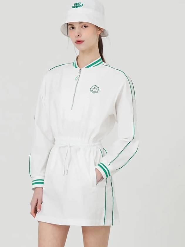 Windbreaker nylon half zip-up long sleeve dress WHITE - MONBIRDIE GOLF - BALAAN 5