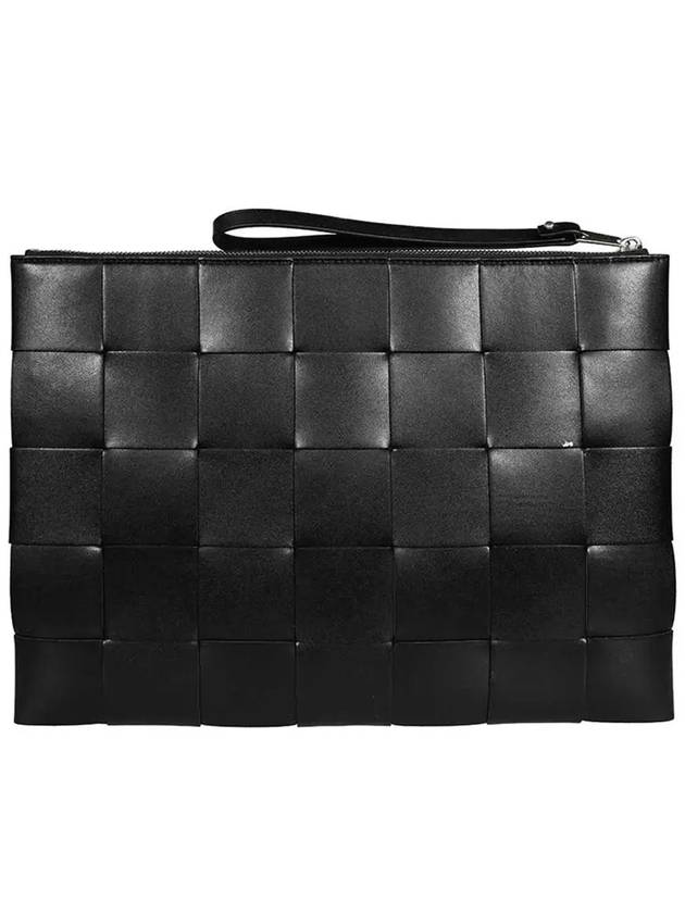 Intrecciato Weaving Strap Clutch Bag Black - BOTTEGA VENETA - BALAAN 3