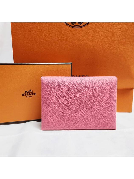 Calvi Duo Card Wallet Rose - HERMES - BALAAN 2