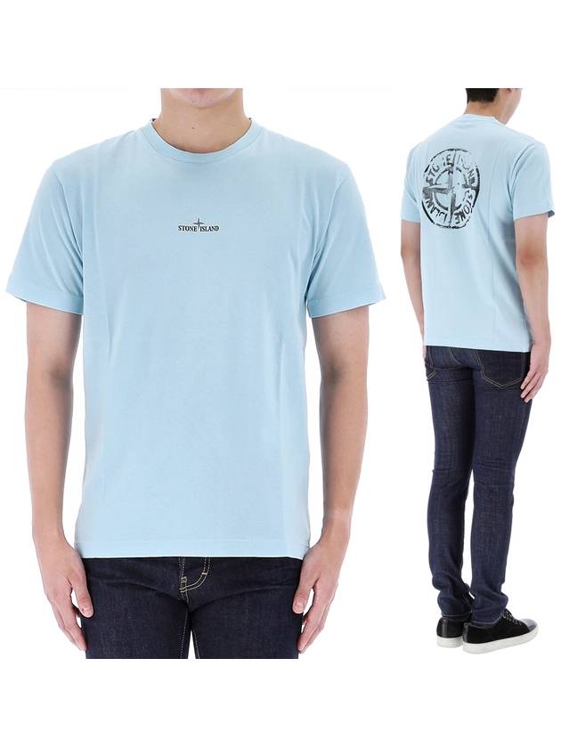 Stamp Two Print Short Sleeve T-Shirt Light Blue - STONE ISLAND - BALAAN 2