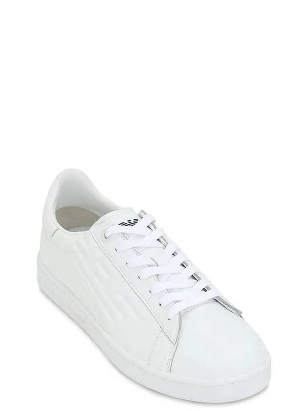 EA7 Emporio Armani Eagle Eagle embossed white leather sneakers - GIORGIO ARMANI - BALAAN 2