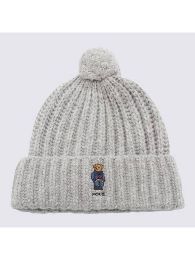 Bear Motif Cable Wool Beanie Grey - POLO RALPH LAUREN - BALAAN 1