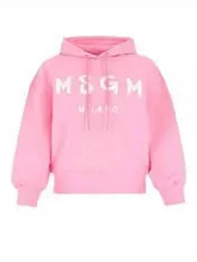 Milano Brushed Logo Print Hoodie Pink - MSGM - BALAAN 2