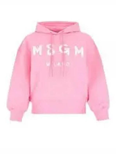 Milano Brushed Logo Print Hoodie Pink - MSGM - BALAAN 2