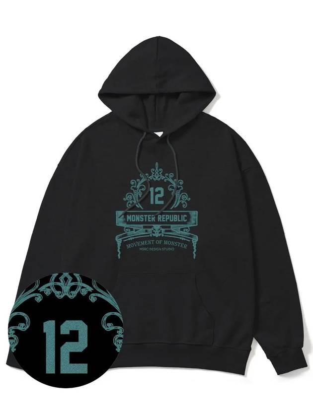 Modelo Jade Green Overfit Hoodie Black - MONSTER REPUBLIC - BALAAN 3