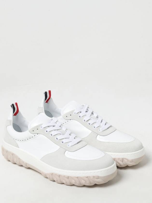 Letterman Panel Lace-Up Low-Top Sneakers White - THOM BROWNE - BALAAN 3