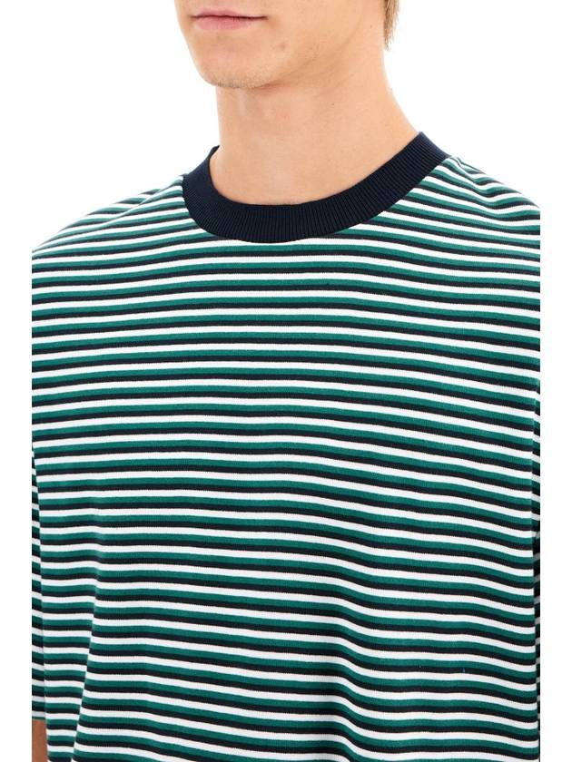 Striped Milano Rib Crewneck Cotton Short Sleeve T-Shirt Green - THOM BROWNE - BALAAN 5