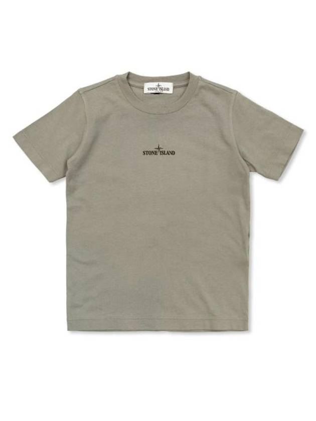 Kids Logo Print Short Sleeve T-Shirt Dust Grey - STONE ISLAND - BALAAN 1