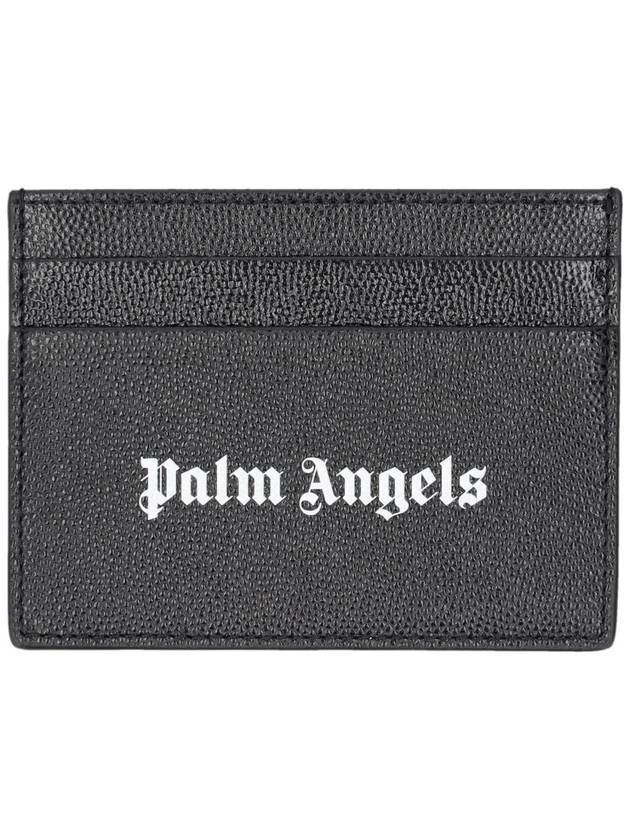 Logo Print Leather Card Wallet Black - PALM ANGELS - BALAAN 1