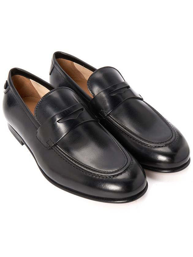 Goya Leather Penny Loafers Black - SALVATORE FERRAGAMO - BALAAN 4