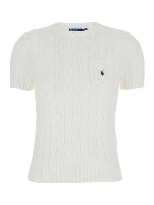 Embroidered Pony Pocket Knit Top White - POLO RALPH LAUREN - BALAAN 1