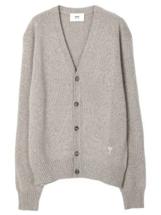 Chain stitch heart logo cashmere cardigan men - AMI - BALAAN 1