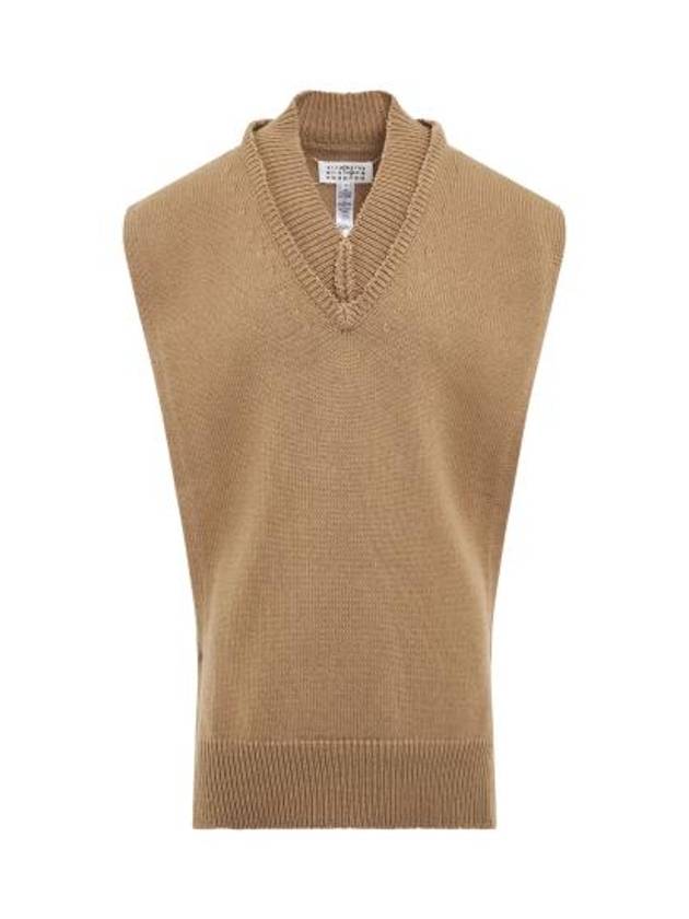 Layered Detail V-Neck Knit Vest Pink Beige - MAISON MARGIELA - BALAAN 2