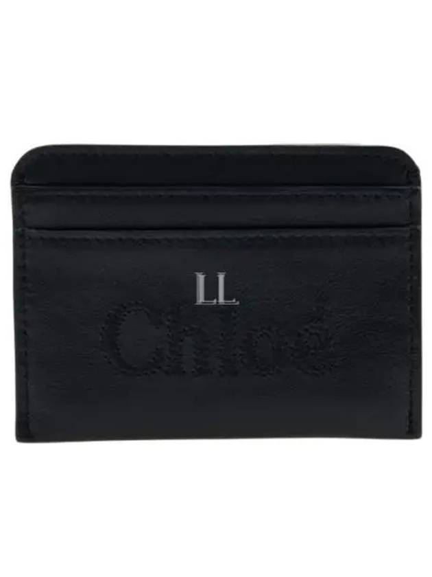 Sense Embroidered Logo Calfskin Card Wallet Black - CHLOE - BALAAN 2