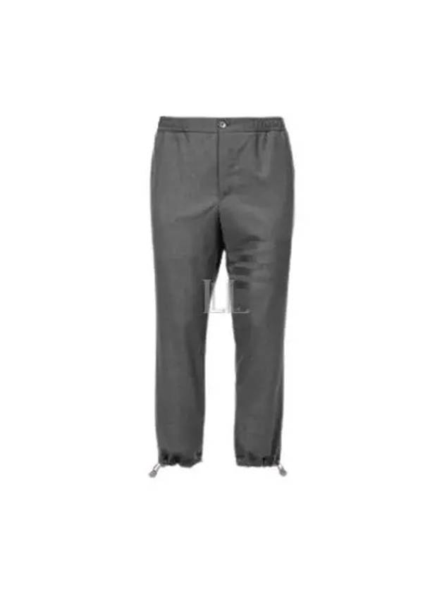 Plain Weave 4-Bar Elastic Waist Track Pants Dark Grey - THOM BROWNE - BALAAN 2