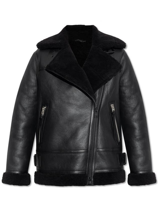 Solar Oversized Shearling Biker Jacket Black - ALLSAINTS - BALAAN 2