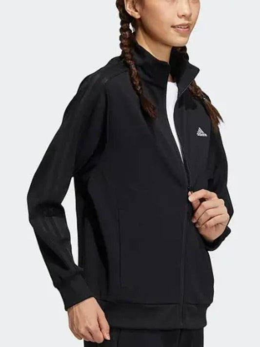 Women's Three Stripes Loose Fit Double Knit Track Top Black AEROREADY - ADIDAS - BALAAN 2