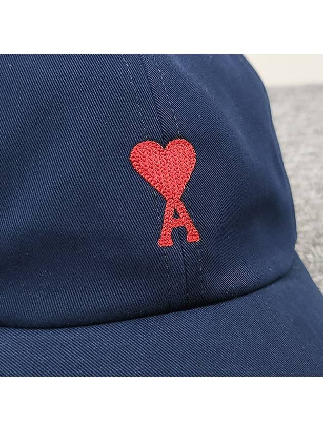 Embroidered Heart Logo Ball Cap Navy - AMI - BALAAN 5