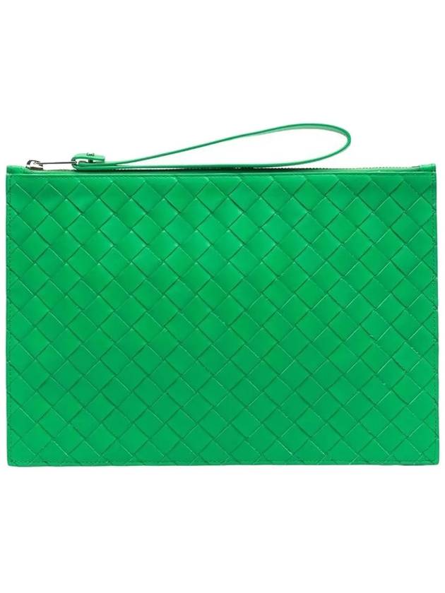 Intrecciato Strap Large Clutch Bag Parakeet - BOTTEGA VENETA - BALAAN 3