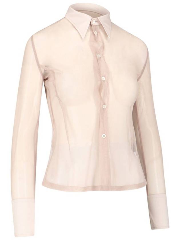 See Through Cotton Long Sleeved Shirt Beige - MAISON MARGIELA - BALAAN 4