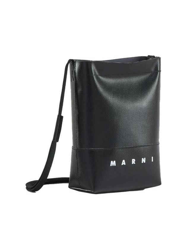 Logo Print Shoelace Strap Cross Bag Black - MARNI - BALAAN 3