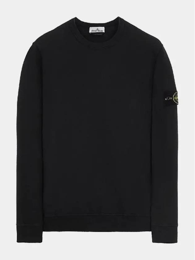 Brushed Cotton Fleece Garment Dyed Crewneck Sweatshirt Black - STONE ISLAND - BALAAN 2