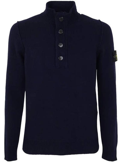 Wappen Patch Button Knit Top Navy - STONE ISLAND - BALAAN 2